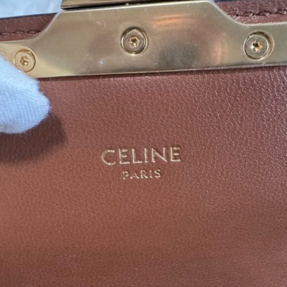 Celine Triomphe Flap Bag C Gold Clasp, Dark Monogram - Picture 4 of 7